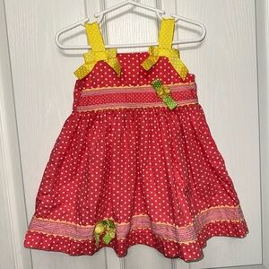 Blueberi Boulevard Pink and Yellow Polka Dot Dress 2T